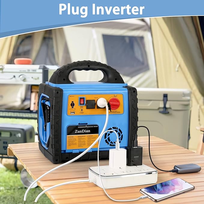 Car Jump Starter with Air Compressor, 1800A Battery Jumper Starter Portable with 260 PSI Tire Inflator, 12V Jump Box