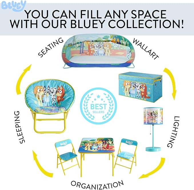 Bluey Set of 2 Collapsible Storage Cubes,10"x10"x10" Fabric Bins for Kids, Spacious Foldable Toy Organizer Boxes for Bedroom,
