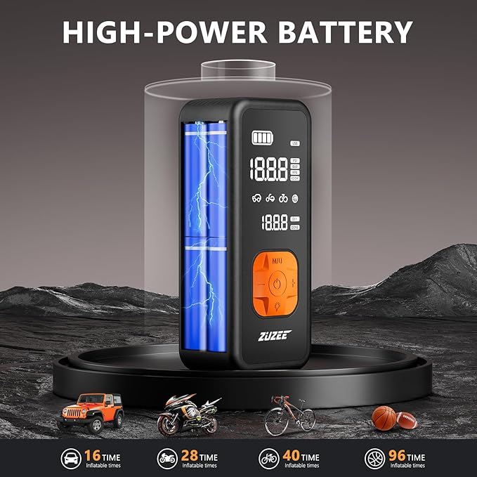 Tire Inflator Portable Air Compressor - 4X Faster Inflation, 150PSI Air Pump for Car Tires with Digital Pressure Gauge/LED Light, Portable Tire Inflator for Car, Moto, Bike, Ball, etc