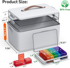 CTIME 3-Tier Medicine Organizer with Pill Case - Portable Pill Case & Empty First Aid Kit for Home, Travel, RV, School, Dorm,