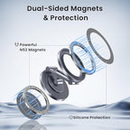 Itramax Dual Magnetic Ring Phone Holder,360° Rotating Adjustable Mag/Safe iPhone Stand,Double Magnet Zinc Alloy Car Phone Mount for iPhone 17 Air 16 15 14 13 Pro Max,Galaxy S25 S24 S23,Gym,Golf Cart