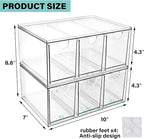 Prsildan Acrylic Makeup Organizer, 2 Pack Stackable Storage Drawers with 6 Drawers for Office Desk Vanity Craft Room Clear Dr