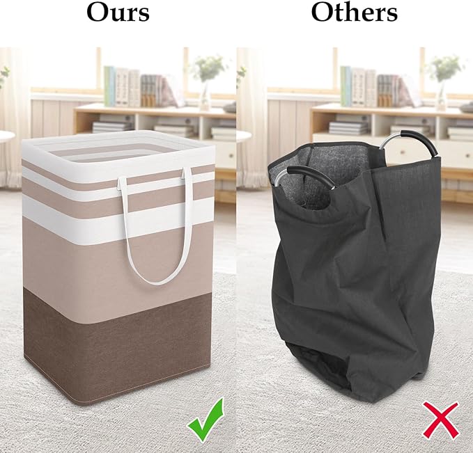 StorageRight Large Collapsible Laundry Basket Hamper with Easy Carry Handles，Freestanding Clothes Hampers for Laundry, Bedroo