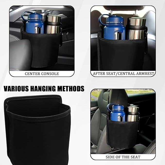 Car Cup Holder Expander for Car Seat Side, Multifunctional Hanging Storage Bag for Water Bottle Cup and Drink at Back Seat, Large Waterproof Oxford Cloth Hanging Cup Holder Organizer Tray