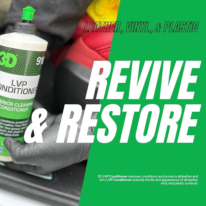 3D Leather, Vinyl & Plastic Conditioner | Restores, Conditions & Protects Car Interiors | Non-Greasy UV Protection for Seats,
