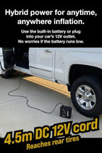 PANP RIDE PRO Tire Inflator Portable Air Compressor, 150PSI & 7800mAh Cordless, Air Pump for Car Tires - Fast Inflation, Inflates 11 Tires per Charge, 12V DC Dual Power for Car SUV Motorcycle