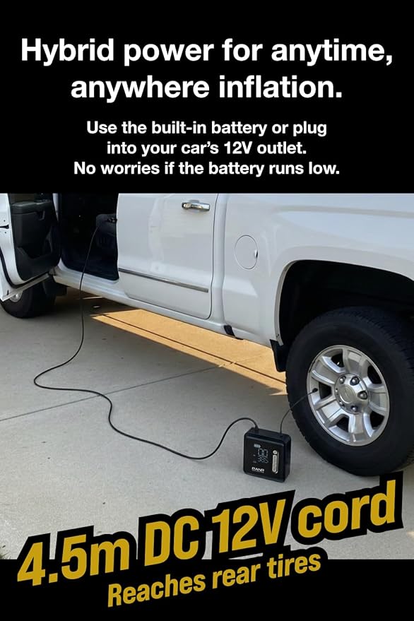 PANP RIDE PRO Tire Inflator Portable Air Compressor, 150PSI & 7800mAh Cordless, Air Pump for Car Tires - Fast Inflation, Inflates 11 Tires per Charge, 12V DC Dual Power for Car SUV Motorcycle