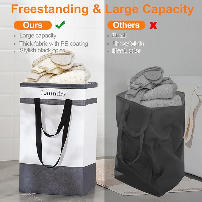FairyHaus Laundry Basket 100L, 2Pack Laundry Hamper with Easy Carry Handles, Collapsible Laundry Baskets Hampers for Bathroom