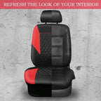 CAR PASS Red Leather Seat Covers Full Set-Universal Quilting Pretty Girly Car Seat Cover with 5mm Composite Sponge Inside,Air