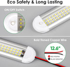 ropelux 12v Led Light Bar Strip, 120leds 1500LM 8W DC 12 Volt Led Strip Lights Fixtures with Switch, Enclosed Trailer Lights for RV Interior, Van, Truck Lorry, Camper, Boat, Caravan, Motorhome (5Pcs)