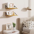 Floating Shelves for Wall,18" Wall Mounted Shelves Set of 2,Wood Floating Shelf with Bracket,Sturdy Metal Bracket Bookshelves