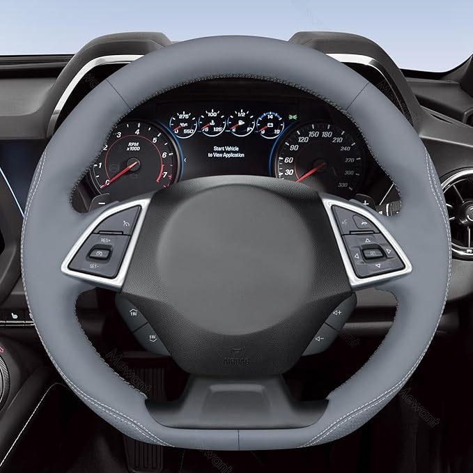 MEWANT Hand Sewn 3D Style Steering Wheel Cover Wrap for Chevrolet Camaro 2017-2022 Steering Wheel Accessories for Chevrolet Camaro 2017-2022