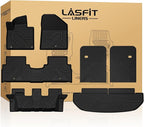 LASFIT Floor Mats & Backrest Mats & Cargo Mats for KIA Sorento 7 Seats 2020 2019 2018 2017 2016, All Weather TPE Custom Fit Floor Liners for KIA Sorento 1st & 2nd & 3rd Row Full Set Car Mats, Black