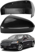 Driver Side Mirror Cover Replacement for Ford Fusion 2013 2014 2015 2016 2017 2018 2019 2020 2021 2022 - Left Side Mirror Covers, Rear View Mirror Cap Accessories Carbon Fibre, Without Lamp