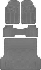 BDKProLiner Gray All Weather Rubber Auto Floor Mats & Cargo Liner - Heavy Duty 4pc Set - CB783