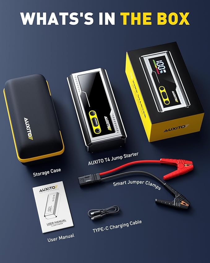 AUXITO Jump Starter 8000A Portable Car Battery Jump Starter with Large LCD Display Jump Cable with Smart Clamps Power Bank
