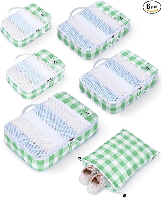 ECOHUB 6 Set Packing Cubes for Travel Suitcase Organizer Bags for Luggage Lightweight Carry On Suitcase with Lable & Personal