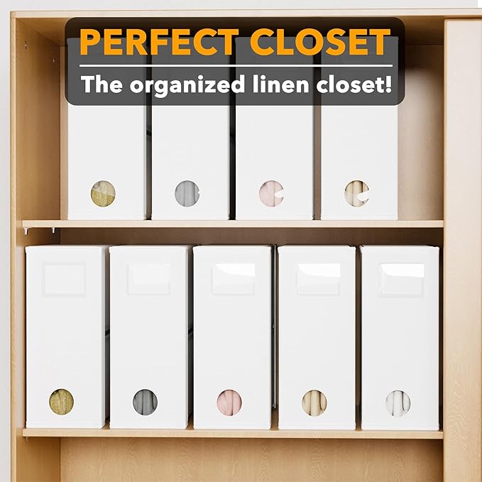 SpaceAid 9 Pack Bed Sheet Organizers and Storage, Foldable Sheet Organizer with Window for Linen Closet, Set Folder Keeper fo