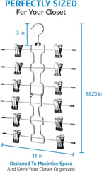 ZOBER 3-Pack 6-Tier Skirt Hangers with Clips - Pants Hangers with Clips Space Saving, Closet Organization, Swivel Hooks, Coll