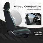 Coverado Automotive Seat Covers Front Seats, Leather Seat Covers 2 Pack, Black Green Car Seat Cover, Waterproof Car Seat Prot