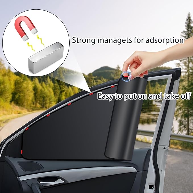 ZATOOTO 4 Pack Car Privacy Curtains, Full Blackout Car Window Shades, Universal Fit for Most Cars, Great for Travel, Camp, Privacy