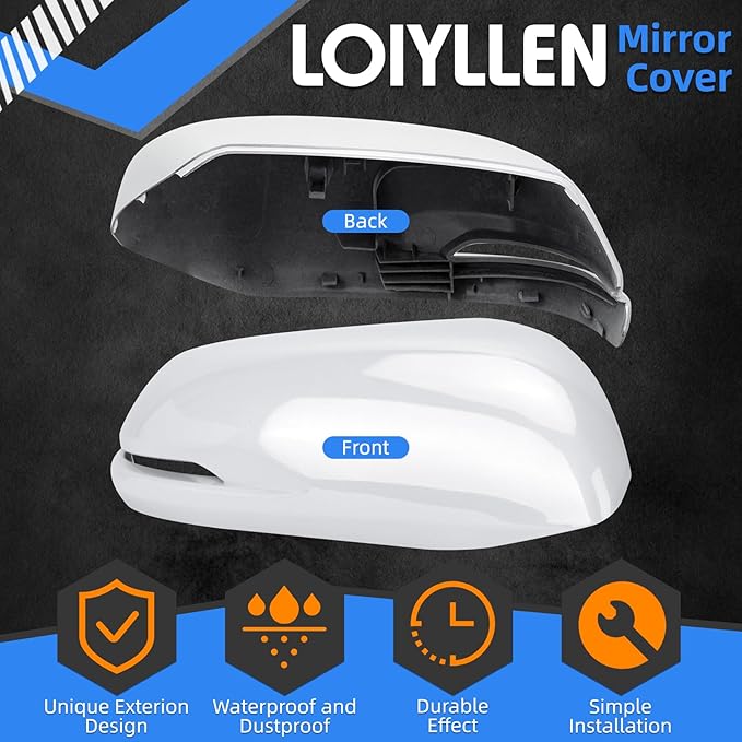 Passenger Side Mirror Cover Replacement for Honda CRV 2017 2018 2019 2020 2021 2022 - Right Side Mirror Covers, Rear View Mirrors Cap Accessories With Lamp, White