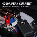 Jump Starter 4000A Peak, Portable Car Battery Jump Starter for 9L Gas 8L Diesel Engines, Power Pack with LED Flashlight, USB