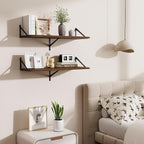 Floating Shelf for Wall,32" WX10 D Wood Floating Shelves with Sturdy Metal Bracket Set of 2,Wall Mounted Hanging Shelf for Ba