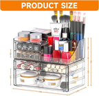 SUOXING Clear Acrylic Makeup Organizer for Vanity,Bathroom,Dresser,5 Drawer Make up Organizers for Counter,Plastic Countertop