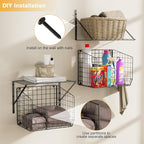 4 Pack Laundry Room Shelves Wall Mounted with Wire Baskets, Laundry Room Organizer and Storage, Over The Washer and Dryer Wir