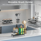 Sponge Holder for Kitchen Sink,Sink Caddy Organizers with Stone Drying Tray, Kitchen Sink Organizer for Sponges, Soap, 9.7" x