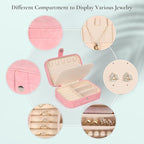Hatori Travel Jewelry Box, PU Leather Small Jewelry Organizer for Women Girls, Portable Mini Travel Case Display Storage Hold