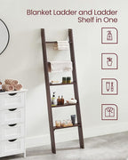 VASAGLE Blanket Ladder Decorative Farmhouse for The Living Room, 5-Tier Ladder Shelf, Ladder Rack for Storage and Decor, Maro