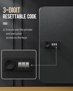 Uniclife 60 Position Key Cabinet with Combination Lock Resettable Black Digital Security Storage Box Steel Key Organizer with