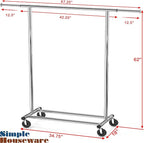 Simple Houseware Heavy Duty Clothing Garment Rack, Holds Up to 150 lbs, 42 to 67 Inches Extendable Rod, Chrome