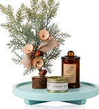 Round Decorative Tray Wood Bathroom Counter Organizer Farmhouse Kitchen Decor Wooden Riser for Soap Dish, Perfume, Candle, Sp