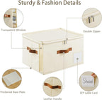 4 Pack Large Storage Bins with Lids,Foldable Closet Organizer with Clear Window,Collapsible Storage Cubes with Handle,Fabric 