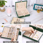 Voova Jewelry Box Organizer for Women Girls, 2 Layer Large Men Jewelry Storage Case, PU Leather Display Jewellery Holder with