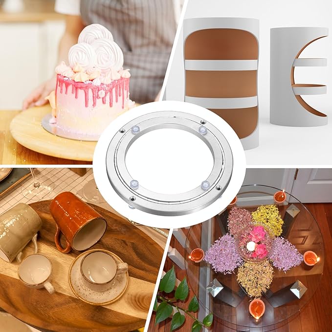 MECCANIXITY Aluminum Lazy Susan 8 Inch Muffler Turntable Ring Bearing Metal Rotating Turntable Bearings Swivel Plate Hardware