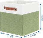 Temary Fabric Storage Bin 11x11 Cube Storage Bins for Home, 4 Pack Fabric Organizer Bins Cube Organizer Bins with Leather Han
