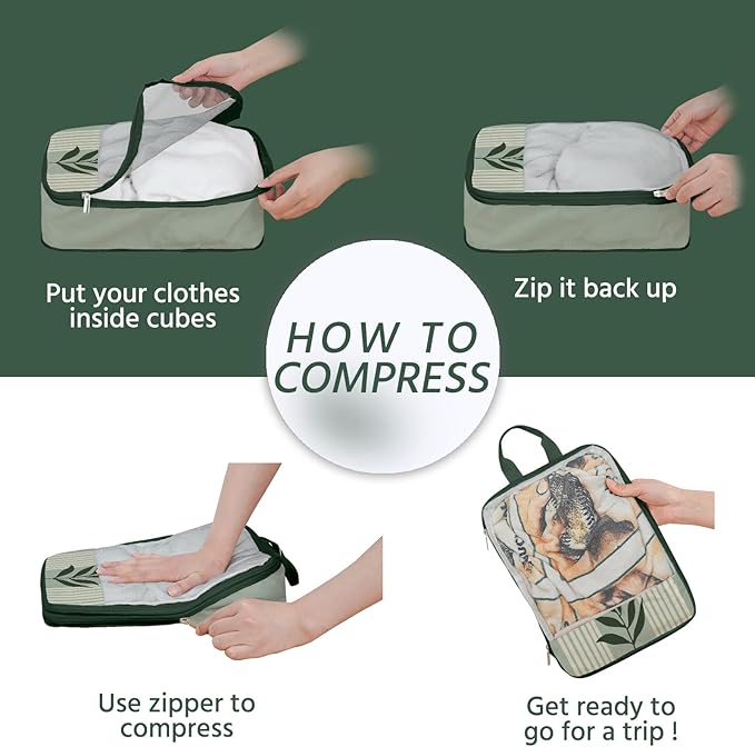 7 Pcs Compression Packing Cubes for Travel, Waterproof Suitcase Luggage Backpack Organizer with Toiletry Bag Travel Essential