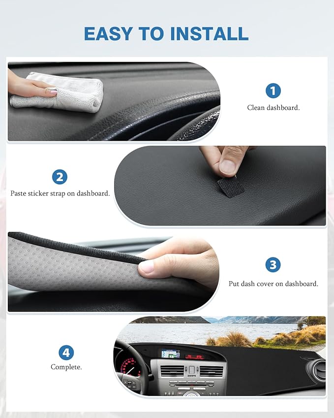FIILINES Dash Cover Fit for Mazda 3 2010-2013 Accessories Dashboard Mat Cover for Mazda 3 Accessories Dash Mat Sunshade Nonsl