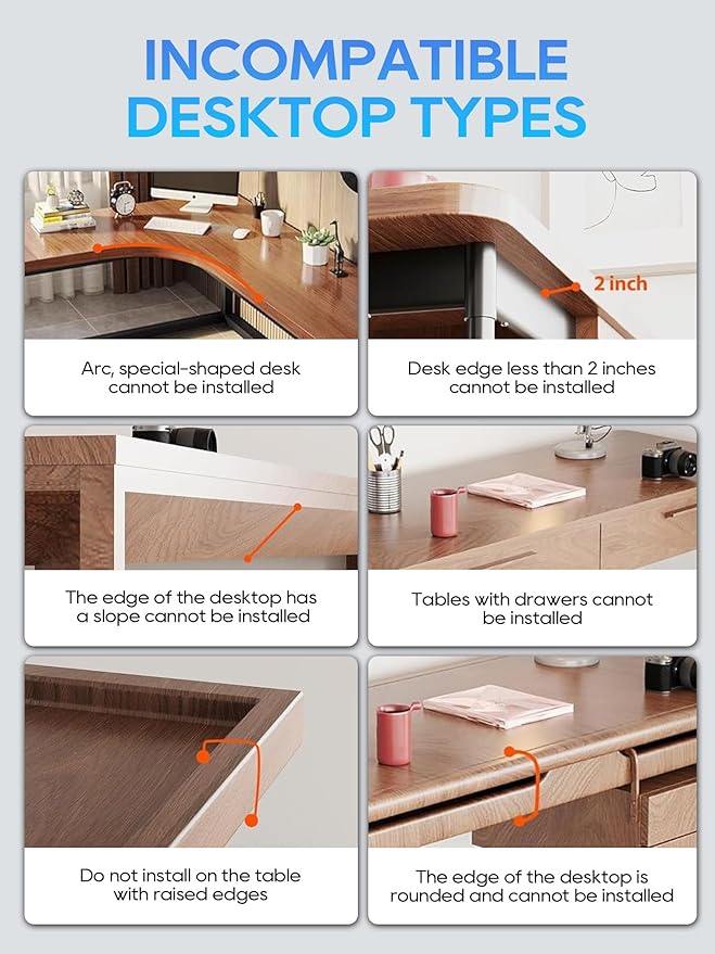 NODOCA No Drill Under Desk Cable Management Tray, 17'' Wire Management, Punch-Free Clamp on, Metal Cable Tray, Wire Organizer
