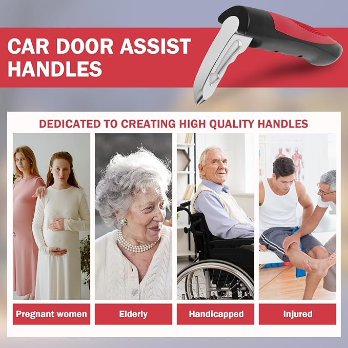 Car Handle Assist for Elderly, 2 Pack Handicap Car Door Assist Handle 3 in 1 Multifunction Portable Car Assist Handle for Saf