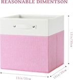 FinishingBo 13 x 13 Inch Fine Linen Storage Bins with Handles，Fabric Cube Boxs，Basket Organizers for Shelves for Home, Closet