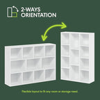 Furinno LUDER Book Shelf, 11-Cube Bookshelf, Reversible Bookcase, 9.4 x 29.1 x 41.7, Easy Assembly, for Living Room, Bedroom,
