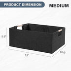 ANMINY 2PCS Storage Baskets for Organizing Collapsible Fabric Storage Bins Boxes with Wood Handles Closet Shelves Cube Organi