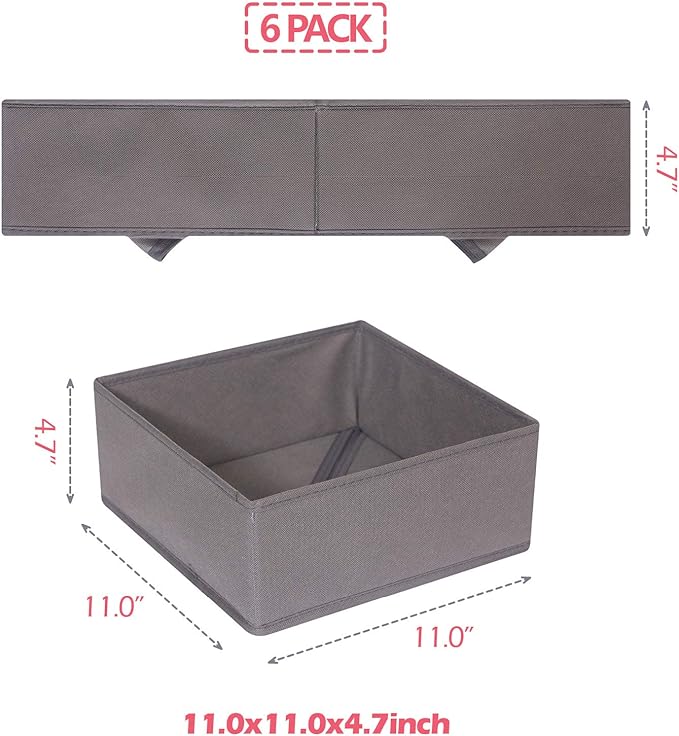 DIOMMELL 6 Pack Foldable Cloth Storage Box Closet Dresser Drawer Organizer Fabric Baskets Bins Containers Divider for Clothes