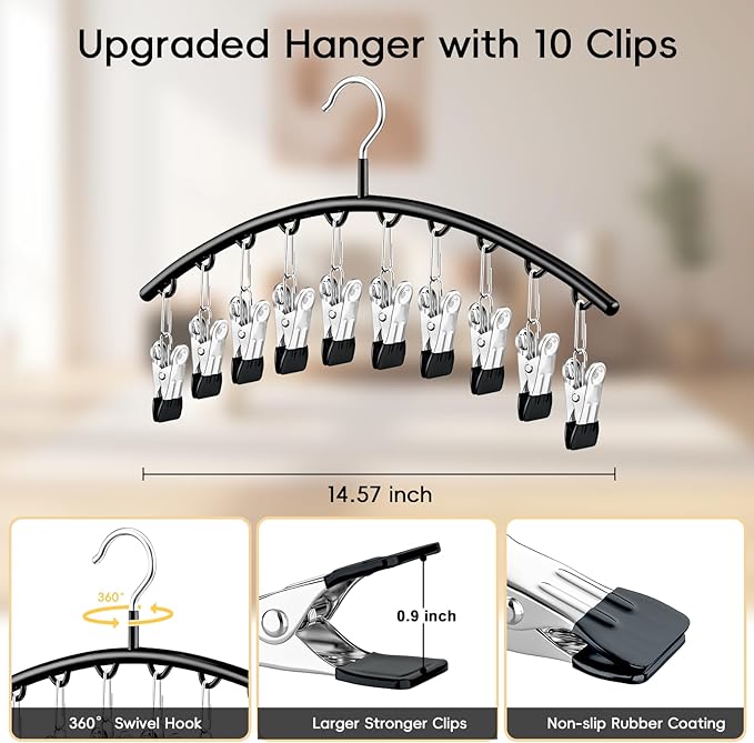 TomCare 4 Pack Space Saving Hangers，2Pack Tank Top Hanger and 2Pack Leggings Organizers for Closet Pants Hangers with 20 Clip