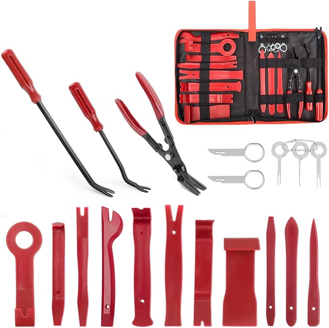 GOOACC 19Pcs Trim Removal Tool Set Panel Fastener Clips Removal Automotive Plastic Upholstery Pliers Removal Install Removal 
